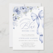 Etwas Blue Floral Brautparty Einladung (Vorderseite)