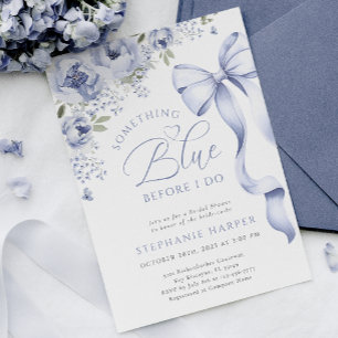 Etwas Blue Floral Brautparty Einladung
