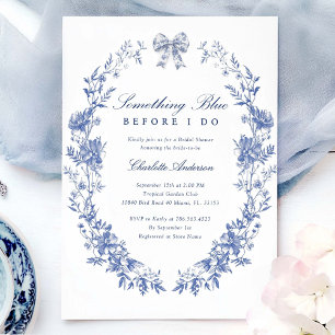 Etwas Blue Floral Brautparty Einladung