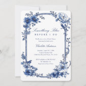 Etwas Blue Floral Brautparty Einladung (Vorderseite)