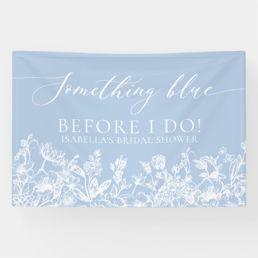 Etwas Blue Floral Brautparty Foto Hintergrund Banner (Horizontal)