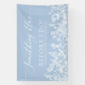 Etwas Blue Floral Brautparty Foto Hintergrund Banner (Vertikal)