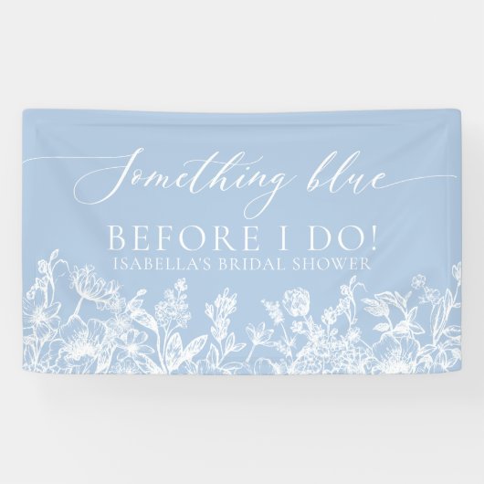 Etwas Blue Floral Brautparty Foto Hintergrund Banner (Horizontal)