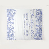 Etwas Blue Floral Brautparty Foto Hintergrund Wandteppich (Vorderseite (Horizontal))