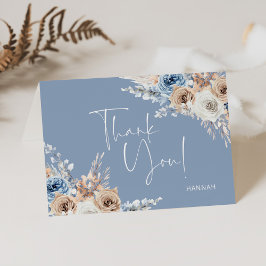 Etwas Blue Floral Brautparty Personalisiert Dankeskarte