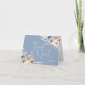 Etwas Blue Floral Brautparty Personalisiert Dankeskarte (Vorderseite)