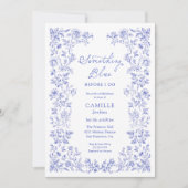 Etwas Blue Floral Bridal Dusche Einladung (Vorderseite)