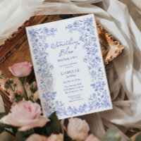Etwas Blue Floral Bridal Dusche Einladung