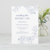 Etwas Blue Floral Bridal Dusche Einladung (Stehend Vorderseite)
