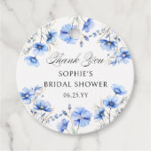 Etwas Blue Floral Calligraphy Brautparty Geschenkanhänger (Vorderseite)