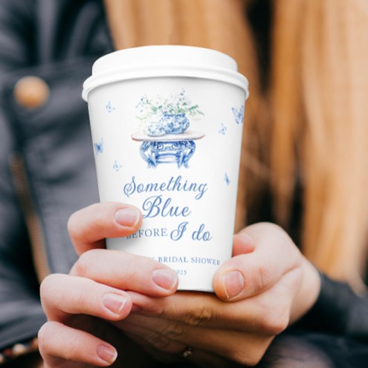 Etwas Blue Floral Chinoiserie Brautparty Pappbecher