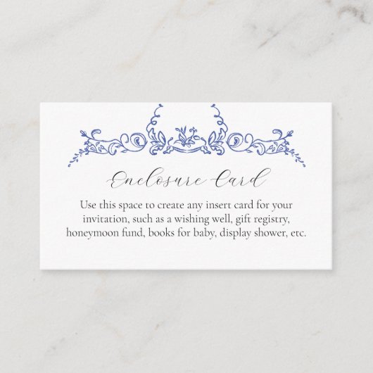 Etwas Blue Floral Custom Encryption Card Begleitkarte (Vorderseite)