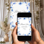 Etwas Blue Floral Frame Calligrafy Blume Bar Poster