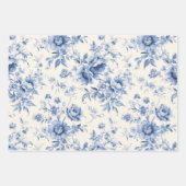 Etwas Blue Floral French Toile Chinoiserie Geschenkpapier Set (Vorderseite)