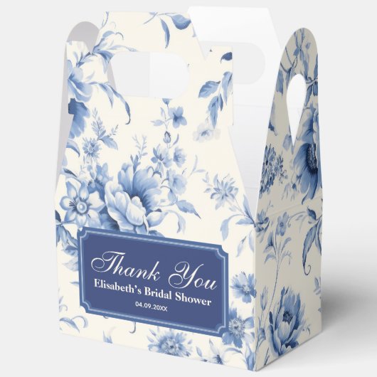 Etwas Blue Floral French Toile Chinoiserie Geschenkschachtel (Offen)