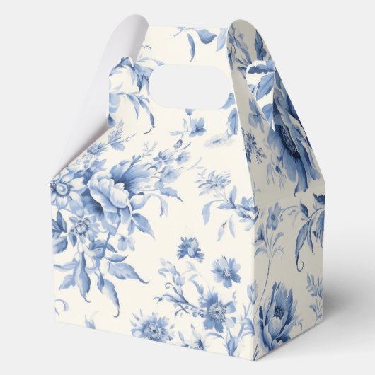 Etwas Blue Floral French Toile Chinoiserie Geschenkschachtel (Rückseite)