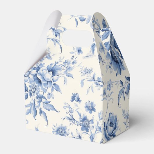 Etwas Blue Floral French Toile Chinoiserie Geschenkschachtel (Rückseite)