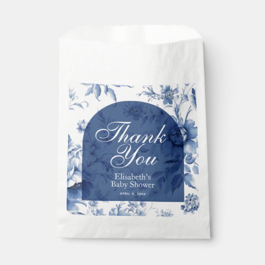 Etwas Blue Floral French Toile Chinoiserie Geschenktütchen (Vorderseite)