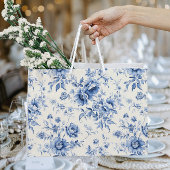 Etwas Blue Floral French Toile Chinoiserie Große Geschenktüte