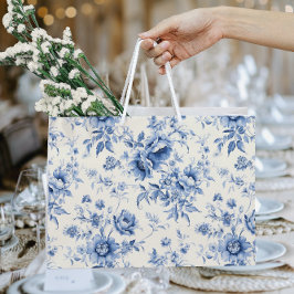 Etwas Blue Floral French Toile Chinoiserie Große Geschenktüte