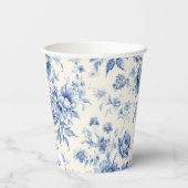 Etwas Blue Floral French Toile Chinoiserie Pappbecher (Rückseite)