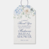 Etwas Blue Floral Hydrangea Brautdusche Gefallen Geschenkanhänger (Vorderseite)