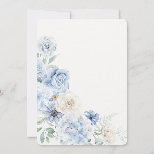 Etwas Blue Floral Hydrangea Brautparty Einladung (Rückseite)