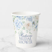 Etwas Blue Floral Hydrangea Brautparty Pappbecher (Vorderseite)