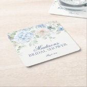 Etwas Blue Floral Hydrangea Brautparty Rechteckiger Pappuntersetzer (angewinkelt)