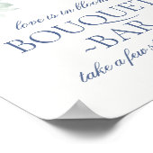 Etwas Blue Floral Hydrangea Bridal Bouquet Bar Poster (Ecke)