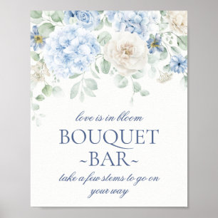 Etwas Blue Floral Hydrangea Bridal Bouquet Bar Poster
