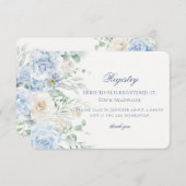 Etwas Blue Floral Hydrangea Bridal Registry Begleitkarte (Vorne/Hinten)