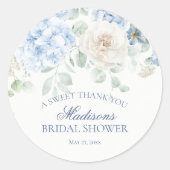 Etwas Blue Floral Hydrangea Bridal Show Circle Runder Aufkleber (Vorderseite)
