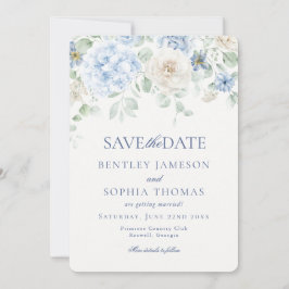 Etwas Blue Floral Hydrangea Save the Date Card Einladung