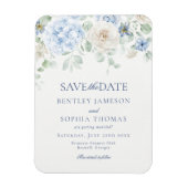 Etwas Blue Floral Hydrangea Save the Date Card Magnet (Vertikal)
