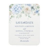 Etwas Blue Floral Hydrangea Save the Date Card