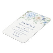 Etwas Blue Floral Hydrangea Save the Date Card Magnet (Linke Seite)