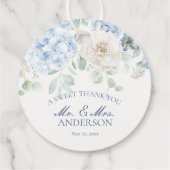 Etwas Blue Floral Hydrangea Wedding Circle Geschenkanhänger (Rückseite)