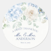 Etwas Blue Floral Hydrangea Wedding Circle Runder Aufkleber (Vorderseite)