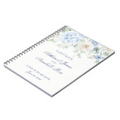 Etwas Blue Floral Hydrangea Wedding Guest Book Notizblock (Linke Seite)