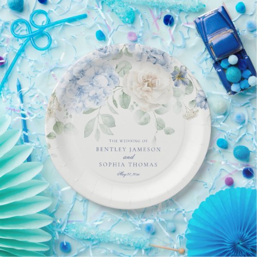 Etwas Blue Floral Hydrangea Wedding Pappteller (Party)