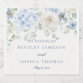 Etwas Blue Floral Hydrangeas Hochzeit Schaumweinetikett (Einzelnes Label)