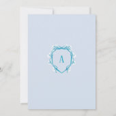 Etwas Blue Floral Wappen Monogram Brautparty Einladung (Rückseite)