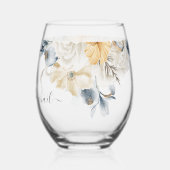 ETWAS BLUE Floral Wedding Danke Weinglas Ohne Stiel (Rückseite)