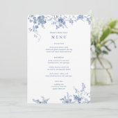 Etwas Blue Floral Wedding Table Cards Einladung (Stehend Vorderseite)