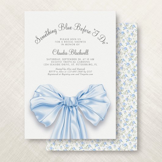 Etwas Blue French Bow Coquette Brautparty Einladung