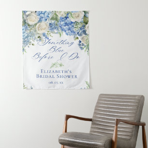 Etwas Blue Hydrangea Brautparty Hintergrund Wandteppich