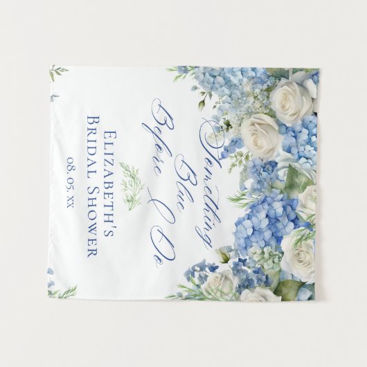 Etwas Blue Hydrangea Brautparty Hintergrund Wandteppich (Vorderseite (Horizontal))