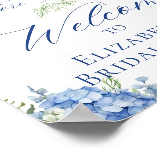 Etwas Blue Hydrangea Brautparty Willkommen Poster (Ecke)