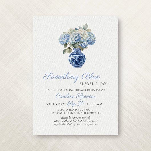 Etwas Blue Hydrangea Chinoiserie Brautparty Einladung